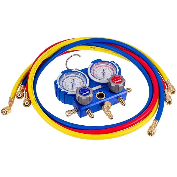Манометрический коллектор 2- вентильный VALUE VMG-2-R32В-NEW+шланги 3шт.x1500mm (R32 R410 R22)