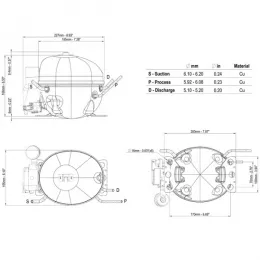Компрессор для холодильника EMBRACO ASPERA EMX70CLC R600a 190W (с пусковым реле RSCR)